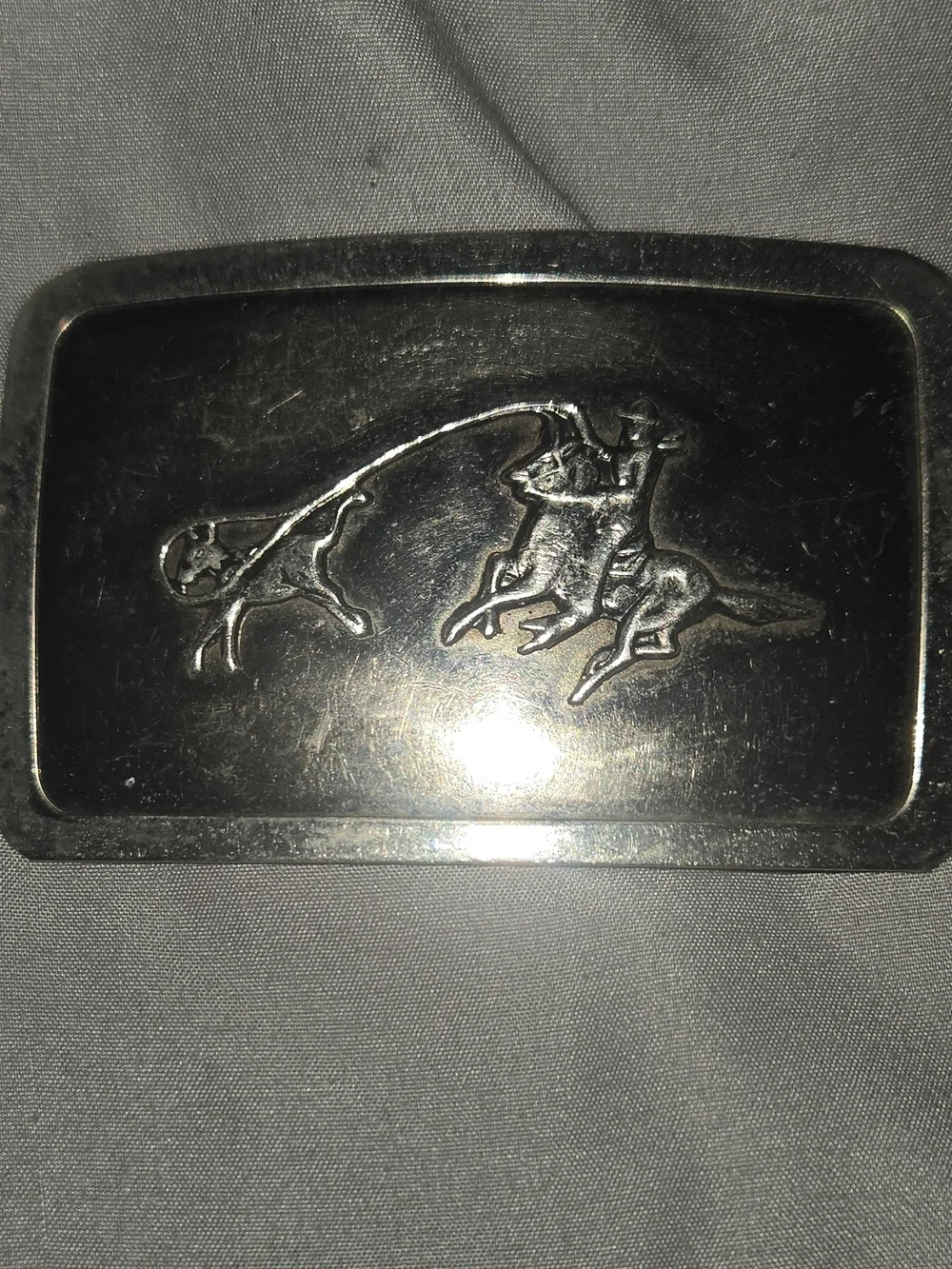 Western Rodeo Belt Buckle - Silver Tone